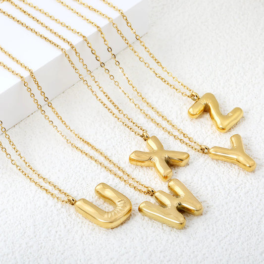 Alphabet Pendant Bubble Chain Necklace