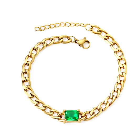 Emerald Cubic Zirconia chain Bracelet